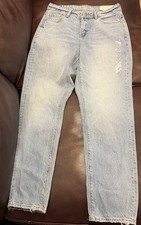 American Eagle Jeans Women's Size 4 Mom Straight Blue Denim Stretch Light Wash
