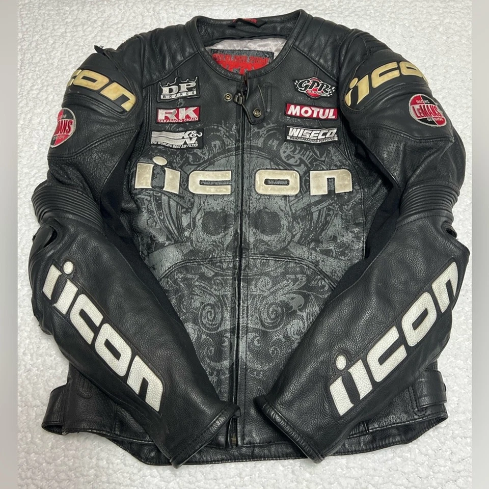 Icon размер M Overlord Prime герой бронированная кожаная мотоциклетная куртка нуждается в ремонте - Изображение 2 из 4