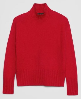 Womens BANANA REPUBLIC Perfectly Soft Turtleneck Sweater RED CHAKRA Sz SMALL *9E
