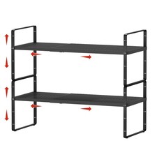 2Pack Expandable Cabinet Shelf Organizers Stackable Metal Shelves Extender
