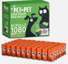 1080 Counts Orange Dog Poop Bag Rolls 38 Plant Based 62 PE Waste Bag