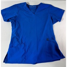 Wink W123 Scrub Top Size M Royal Blue 100 Polyester V-Neck Short Sleeve Pockets