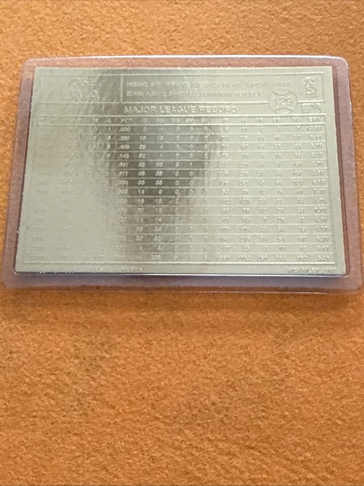 Jose Lima 2001 Danbury Mint Sealed 22 Kt Gold Card # 129 - Image 2 of 2