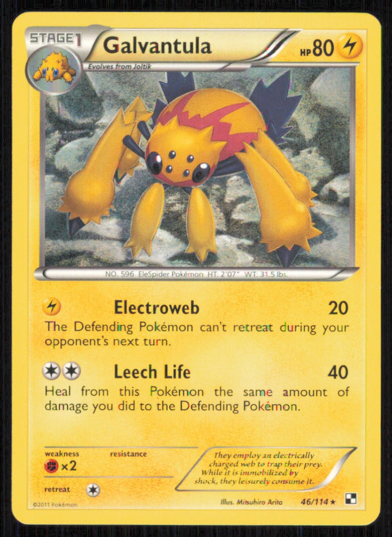 Galvantula 46/114 Rare Black & White Pokemon Moderately Played