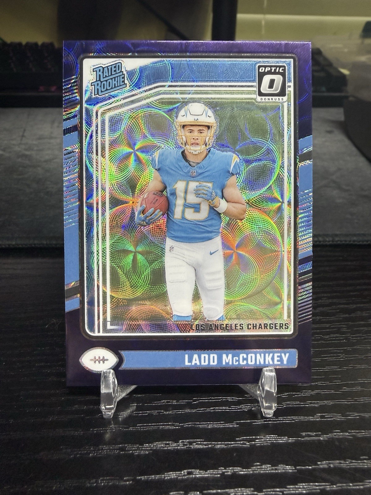 2024 Ladd McConkey Optic Purple Scope Prizm Rookie. RC. Chargers. #266