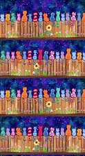 Cat Fence Stripe Fabric By Yard Animal Cats Cotton Timeless Treasures CD1486