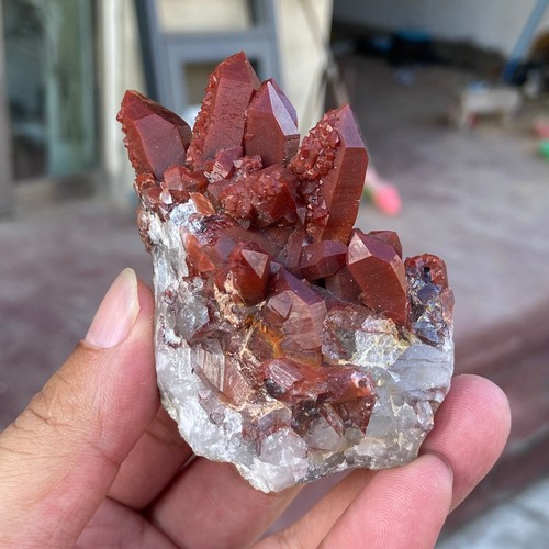 120g Raro Cristallo di Quarzo Rosso Naturale Grappolo Esemplare Minerale Guarigione - Foto 6 di 14
