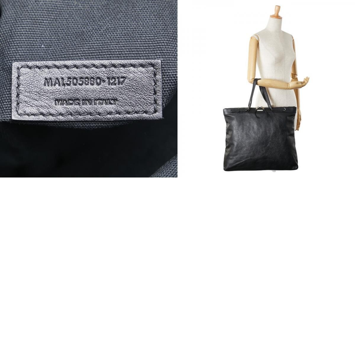 Saint Laurent Tote Bag Black Leather Women's Used Authentic thumbnail 10