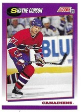 SHAYNE CORSON 1991-92 SCORE ROOKIE CARD NEAR MINT+ CONDITION