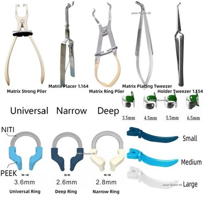 21 Types Dental Matrix Bands Ring Sectional Matrice Clamp/Wedges Fit V3 System