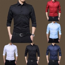 Mens for Slim Fit Button Down Long Sleeve Shirts Business Formal Dress Shirt