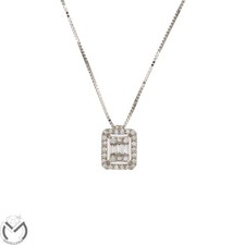 Collana oro bianco 18 kt 750 MILUNA rettangolare 0,25 ct -233/ST-