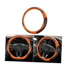 Leather Steering Wheel Cover, Auto Car Stretch Steering Wheel Black/Orange