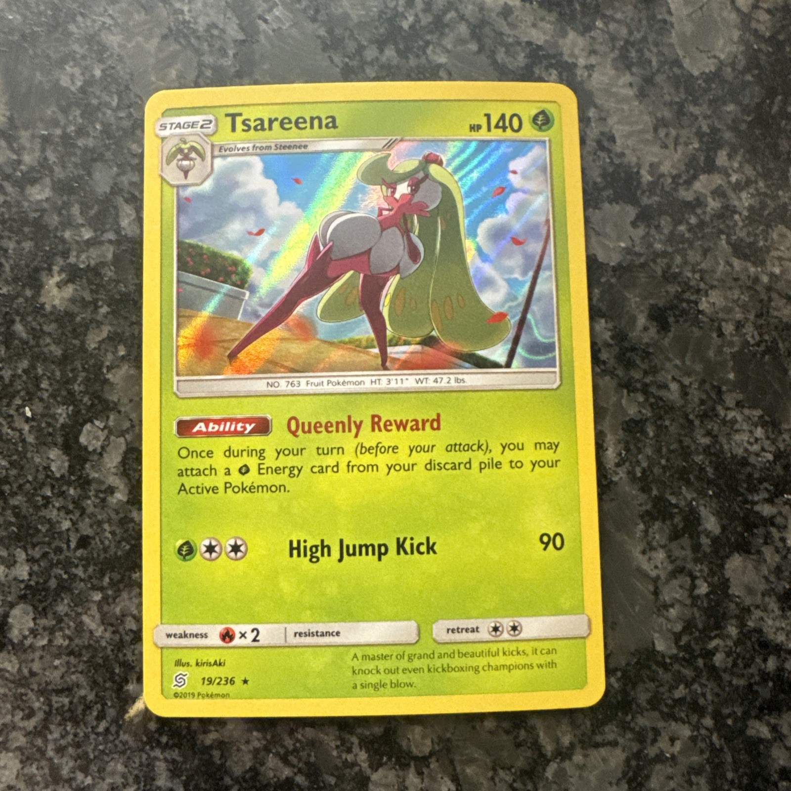 Tsareena 19/236 Holo Unified Minds Pokémon NM Card Pokemon Trading Card Game TCG