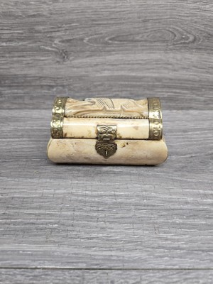 Vintage Jewelry Box Camel Bone Brass