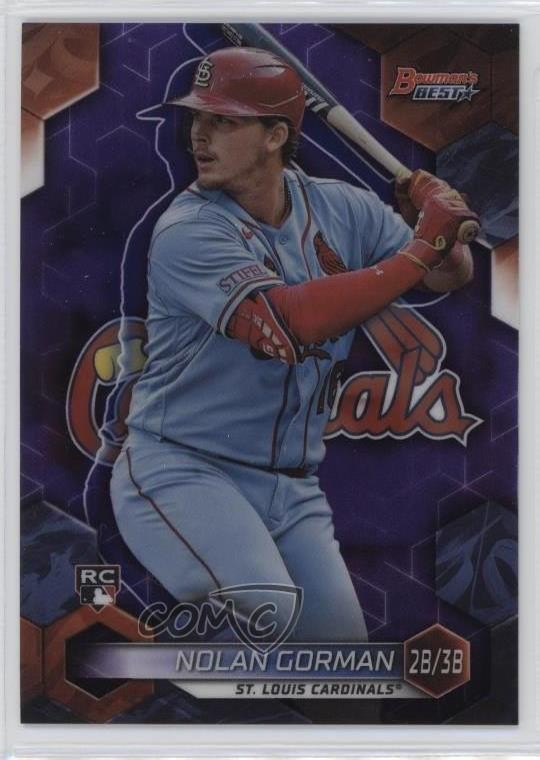 2023 Bowman's Best Purple Refractor 5/250 Nolan Gorman #29 Rookie RC v9t