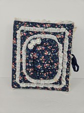 Vtg Fabric Padded Photo Album cottage grandma core journal scrapbook retro blue