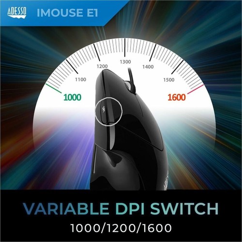 Adesso Imouse E1 - Vertical Ergonomic Illuminated Mouse - Optical - Cable - - Picture 7 of 11
