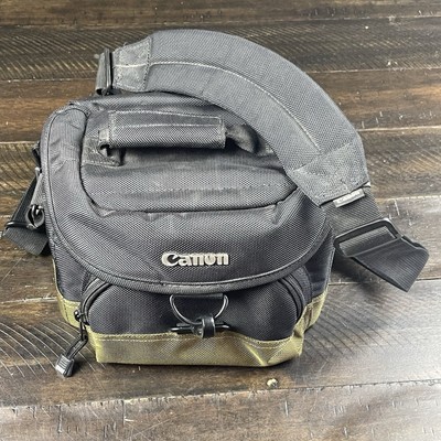 Canon Shoulder Camera Bag Black/Olive Padded DSLR Case with Strap & Pockets