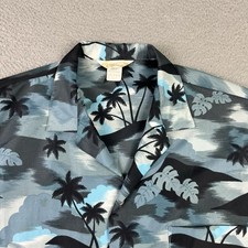 Vintage Hawaiian Shirt Mens Large Blue Floral Polyester 70s Made in USA