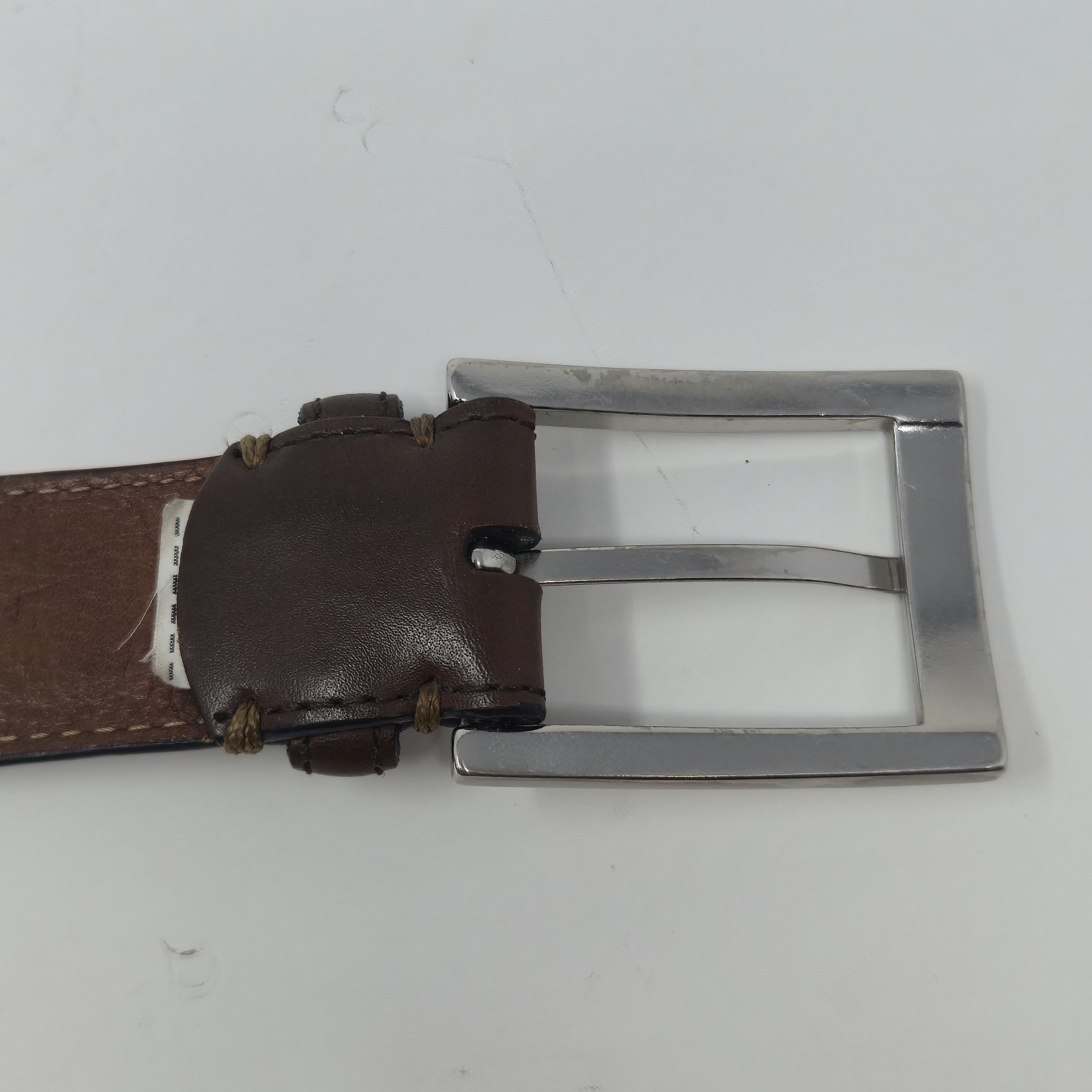 Johnston & Murphy Brown Leather Belt Size 42 Silver Buckle Style 75-44017 image 9