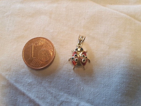 süsser Marienkäfer-Anhänger, 585er Gold