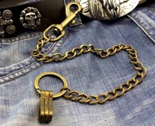 Mens Boys Brass Yellow Link Trucker Rocker Biker Keychain Key Jean Wallet Chain