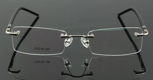 Spring Hinges Memory Titanium Rimless Eyeglass Frames Glasses Rx able Spectacles - Picture 24 of 25