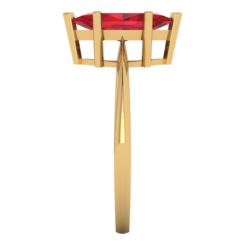 Anillo de compromiso solitario rubí simulado corte marquesa de 1,5 quilates, oro amarillo de 14 quilates - Imagen 3 de 11