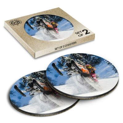 2 x Box Runde Untersetzer - Schneemobil Stunt Rider Skidoo Schnee #16051