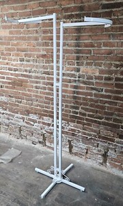 White 2-Way Clothing Rack w Curved Arms Garment Retail Display Stand tg