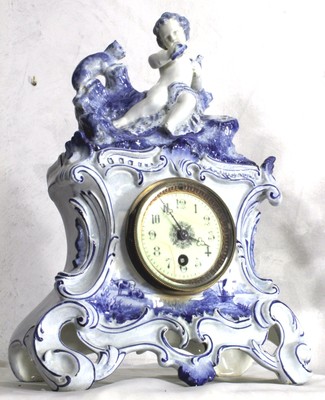 Pendule Horloge Porcelaine Ceramique Style Galle Sujet D Amour Au Chat Xix Eme Ebay