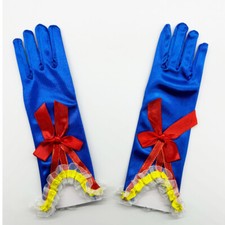 Fashion Children Cosplay Performance Gloves Royal Blue Lace Bow Princess Gloves