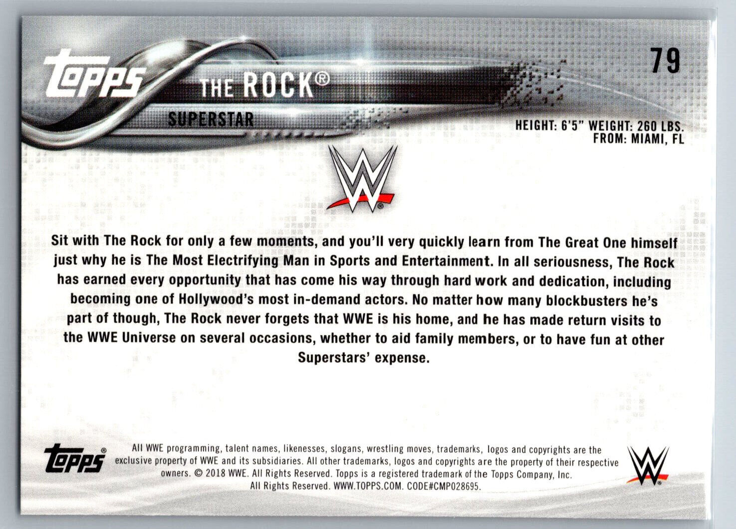 2018 Topps WWE The Rock Dwayne Johnson #79 view 2