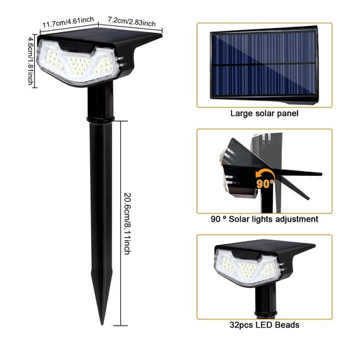 1000lm Solar Landscape Spotlights - Outdoor Dusk to Dawn, 6-Pack 6500K Solar ... - Picture 5 of 6
