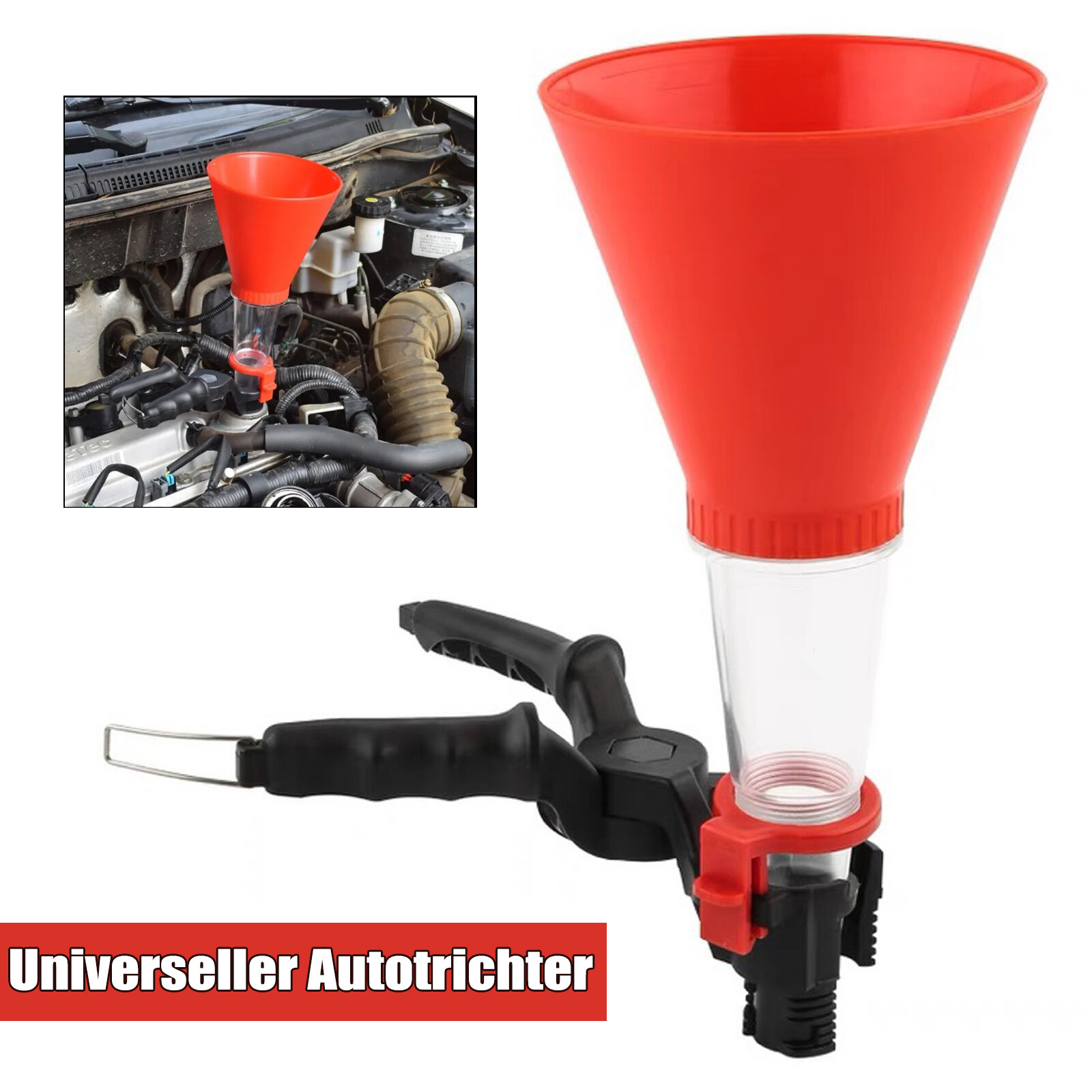 Großer Durchmesser KFZ Benzin Kunststoff Trichter Selbst Fixierung Abnehmbare