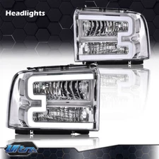 Clear Corner Headlights LED DRL Fit For 2005-2007 Ford F250 F350 Super Duty L+R