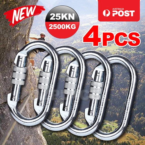 4X 25KN Screw CARABINER / KARABINER Rock Climbing Tree Rigging Equipment 2500KG - Picture 1 of 7