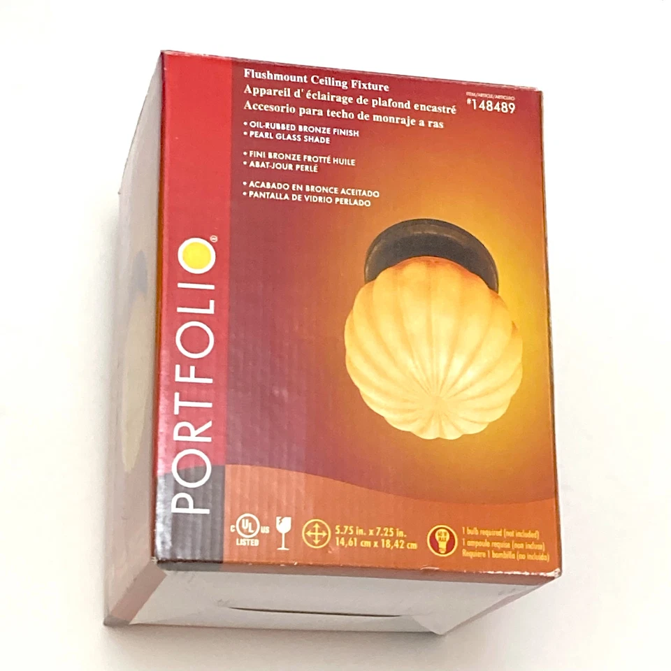 Lámpara de techo de montaje empotrado acanalada ámbar perla vidrio BRONCE estilo decorativo Foto 3 de 4