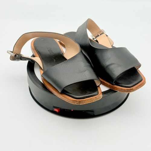 Max Mara Sportmax Black Leather Flat Sandals Womens Size 6 (EU36)