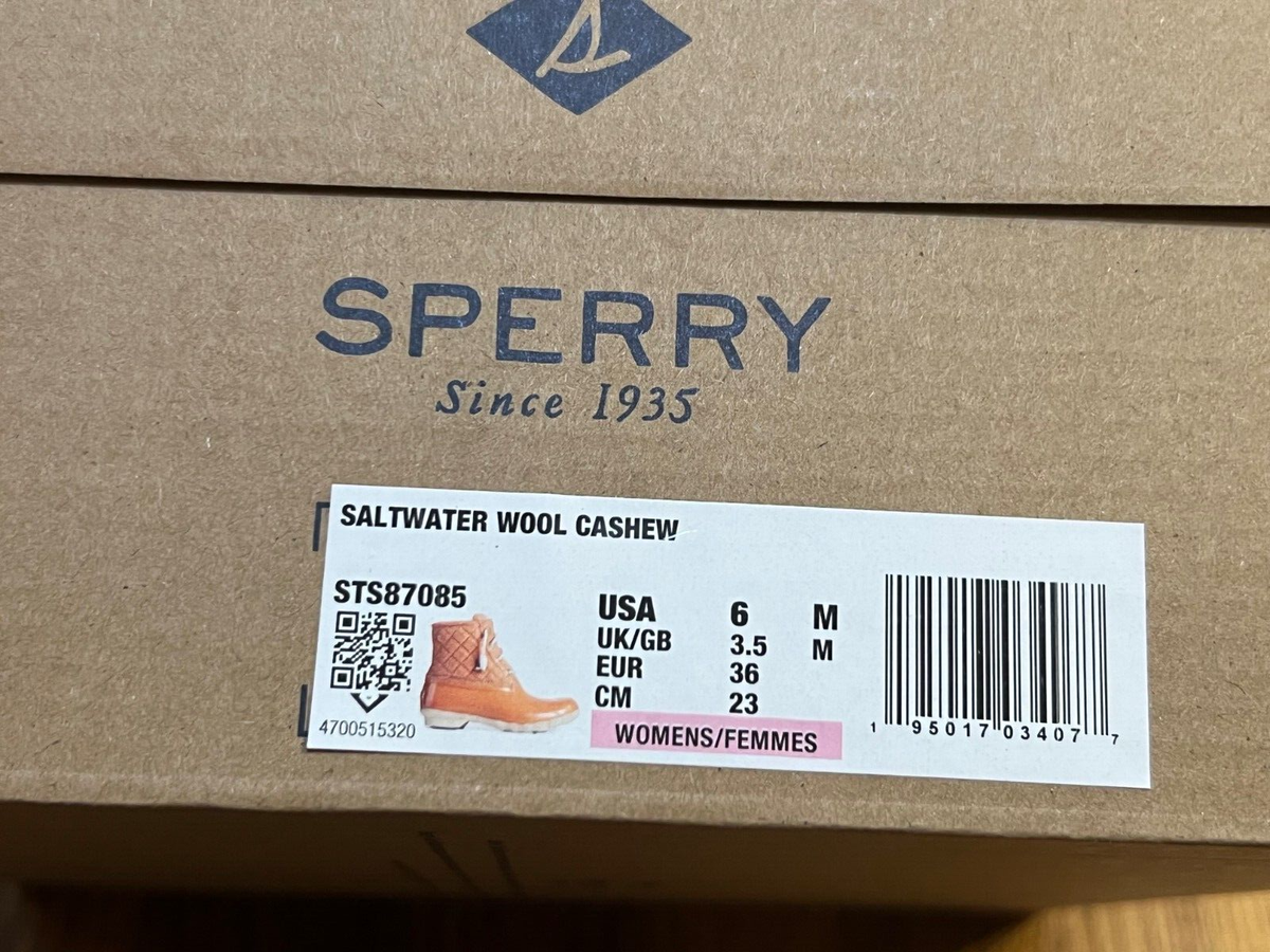 SPERRY Saltwater Quilted Wool Cashew Cognac Duck Boots Rain Boots