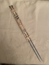 New Old Stock SUSAN BATES Silvalume Light Blue Size 4 -14" Knitting Needles