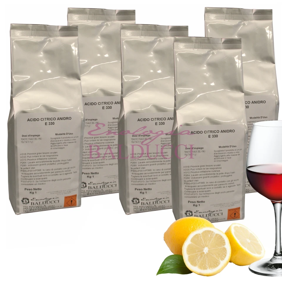 ENOLOGIA BALDUCCI KG. 5 ACIDO CITRICO ANIDRO PURISSIMO IN CONFEZIONI DA KG.1 - E330 E330