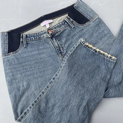 Isabel Maternity Vintage Straight Crop Jeans size 8 with Side Panels 847 - Picture 2 of 12