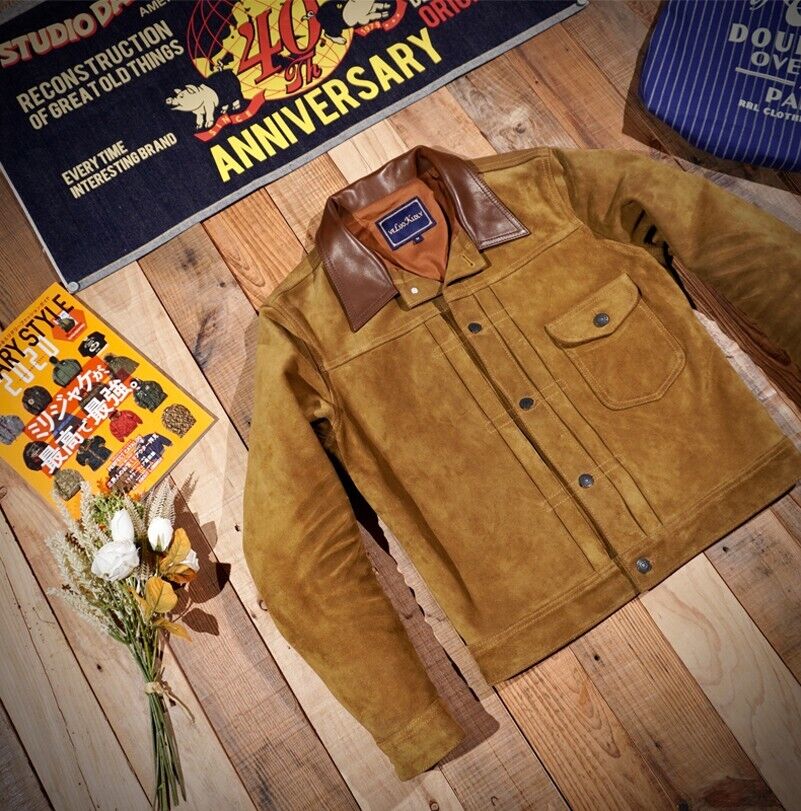 RRL-Style Suede Biker Jacket - Vintage Distinctive Patina RRL-Style Suede Biker Jacket - Vintage Distinctive Patina