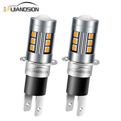 Ruiandsion H3C LED 3030 15 Bulb Car Fog Light H3 Car Headlight 10-30V Yellow 2x