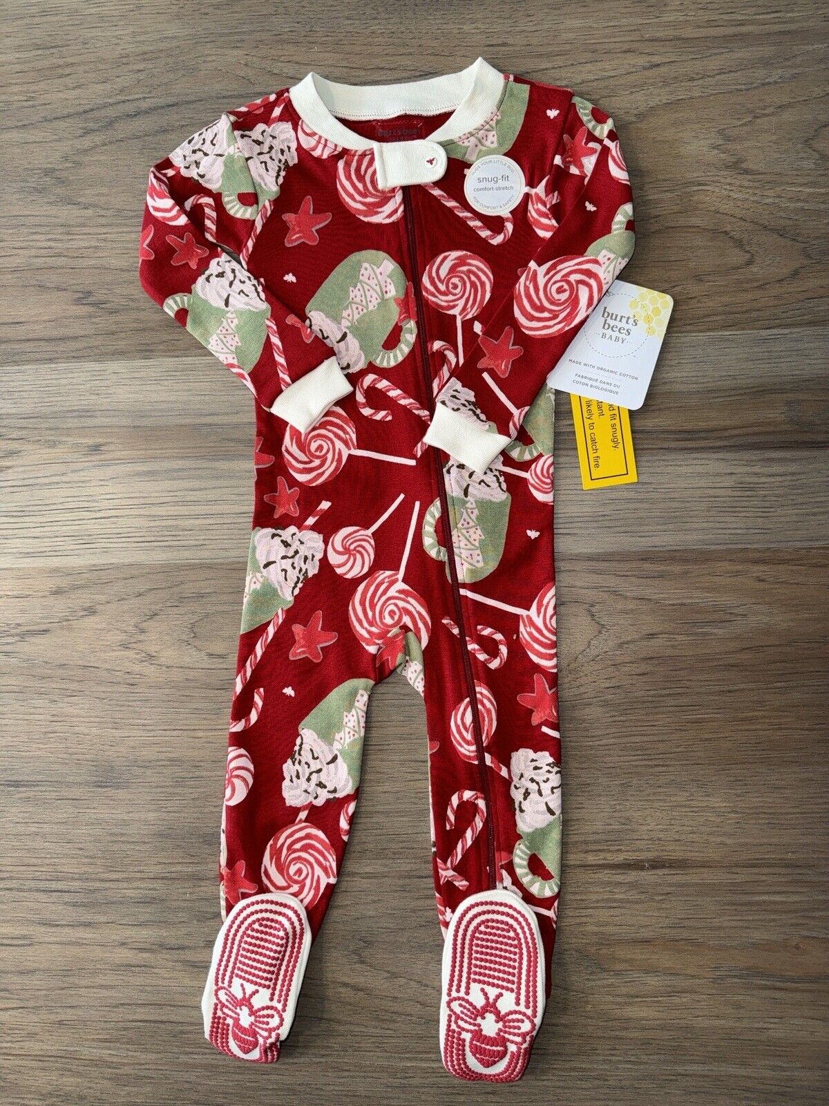 NEW Burt’s Bees Red Holiday 100 Organic Cotton Pajama Set Size 18