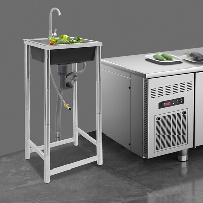 Free Standing Stainless-Steel Single Bowl Commercial Restaurant Kitchen Sink
