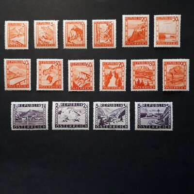 ÖSTERREICH 1947/48 LANDSCHAFTEN, SERIE C/TA MIT 16 UNBESCHÄDIGTEN WERTEN POSTFRISCH **