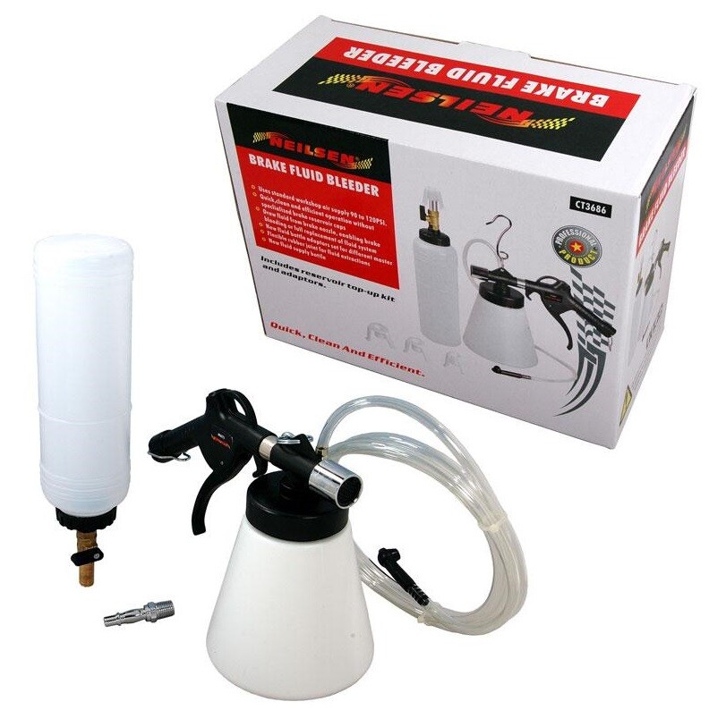 BRAKE & CLUTCH FLUID BLEEDER KIT Air operated Fluid Change Vacuum Pump & Bottle
